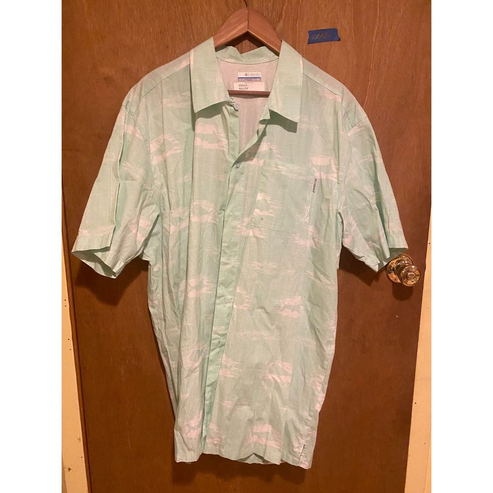 Colombia PFG Button Down Shirt, XLT, Green Marlin Hawaiian
